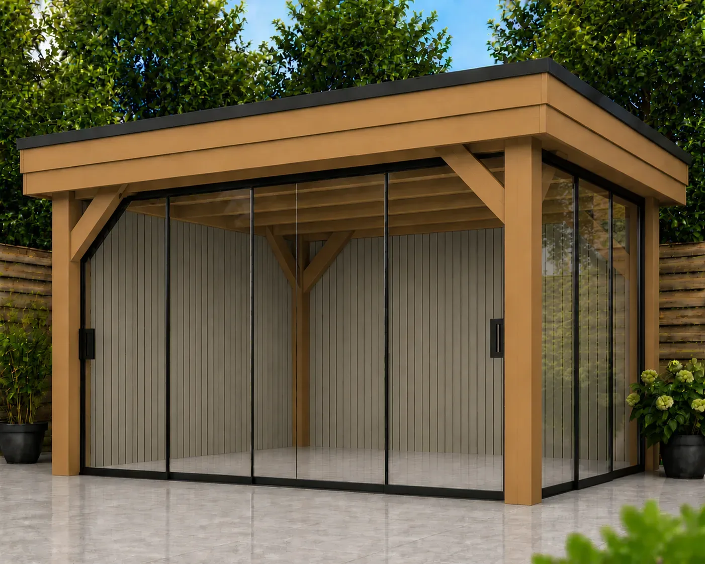Houtkleur frame met lichte wanden